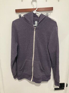Alternative Apparel Men's Eco-Fleece Full-Zip Hoodie, Purple/Gray, Size Medium